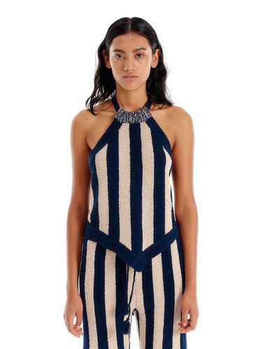 ULLID Knit Halter Top - Navy/Beige Stripe - EENK - Modalova