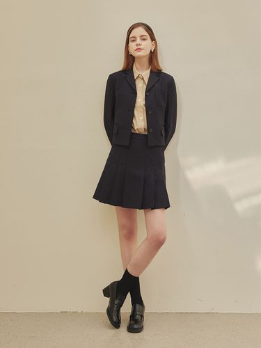 Alice Pleats Mini Skirt_Navy - a.riff - Modalova