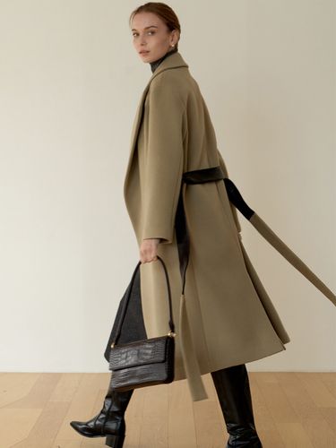 Cashmere Leather Belted Coat - DEFEMME - Modalova