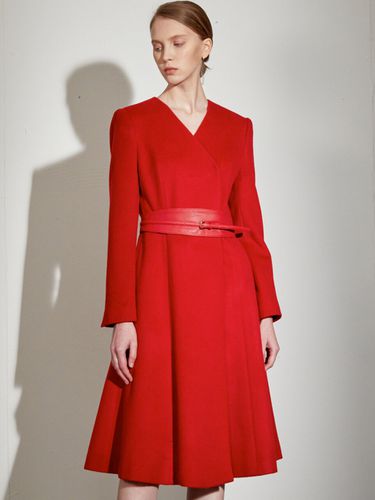 Cashmere Non-Collar Coat_Red - DEFEMME - Modalova