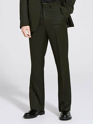 Wool Semi-wide Pants Khaki - Moth - Modalova