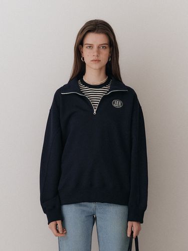 Half Zip Up Sweatshirt_Navy - LEUNI - Modalova