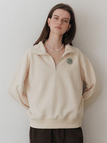 Half Zip Up Sweatshirt_Coconut Milk - LEUNI - Modalova