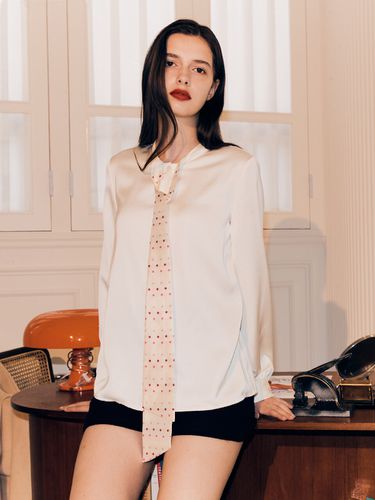 Silk Dot Tie Blouse - SILN - Modalova