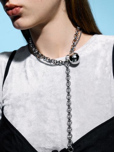 Drops On Layered Chains Necklace - MONDAY EDITION - Modalova