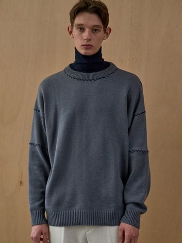 Hand Craft Over Stitch Knit [Blue] - Trip LE Sens - Modalova