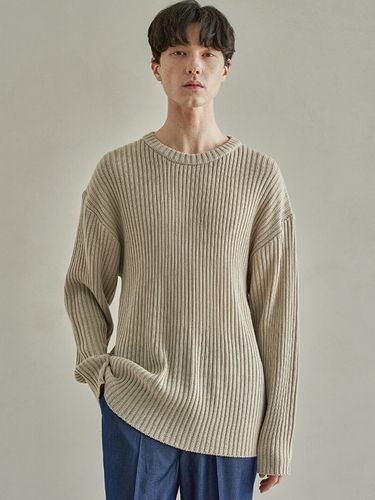 Polka Rib Over Round Knit [Beige] - Trip LE Sens - Modalova