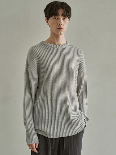 Polka Rib Over Round Knit [Grey] - Trip LE Sens - Modalova