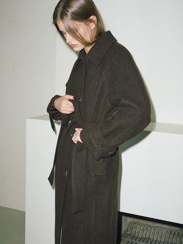 Raglan Single Wool Coat (Brown) - ETMON - Modalova