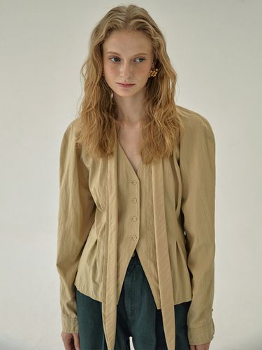 Tie Raglan Blouse_Beige - overdueflair - Modalova