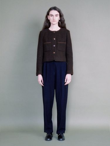 Wide Pin Tuck Pants - Navy - tetu - Modalova