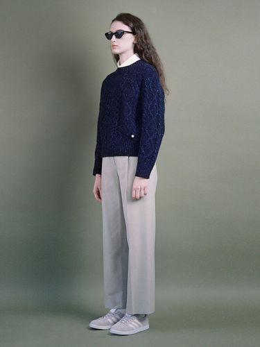 Wide Pin Tuck Pants - Beige - tetu - Modalova