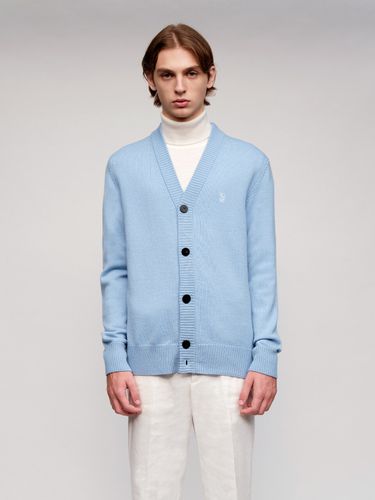 Wool V-neck Cardigan _ Light Blue - SOLEW - Modalova