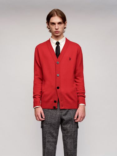 Wool V-neck Cardigan _ Red - SOLEW - Modalova