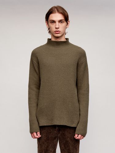 Solid Half Neck Sweater _ Khaki - SOLEW - Modalova