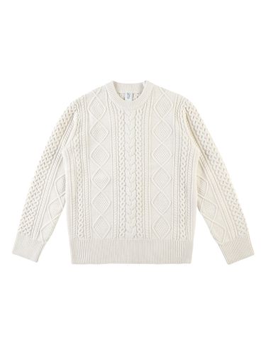 Wool Cable Sweater _ White - SOLEW - Modalova