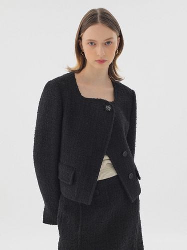 Curved Neck Tweed Jacket - on&on - Modalova