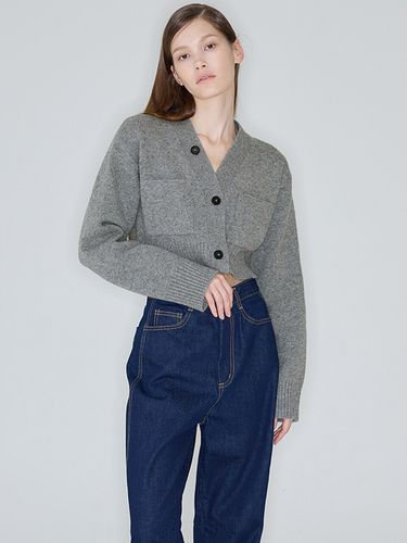 Bold Button Pocket Cardigan - Grey - HAE BY HAEKIM - Modalova