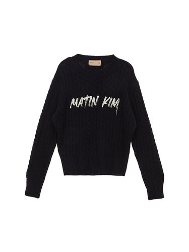 Painting Logo Cable Pullover Top_Black - Matin Kim - Modalova