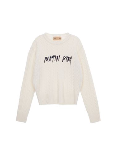 Painting Logo Cable Pullover Top_Off White - Matin Kim - Modalova