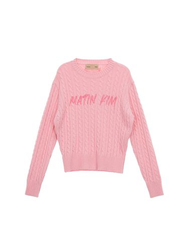 Painting Logo Cable Pullover Top_Pink - Matin Kim - Modalova