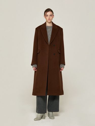 Peaked Semi Double Coat_Brown - AVA MOLLI - Modalova