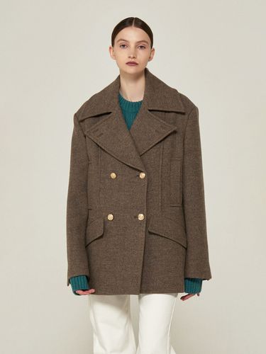 Wide Collar Double Breasted Pea Coat_L/ - AVA MOLLI - Modalova