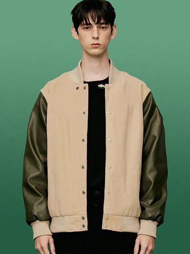 Corduroy Varsity Jacket [Beige] - FFEFF STUDIO - Modalova