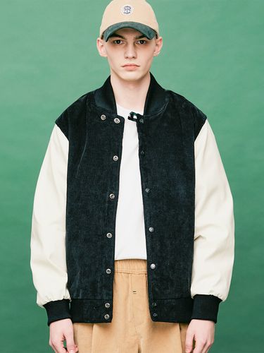 Corduroy Varsity Jacket [Navy] - FFEFF STUDIO - Modalova