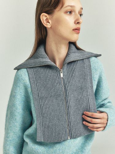 Zip-up Collar Neck Knit_Grey - ahwe - Modalova