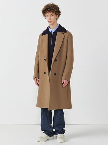 Cashmere Double Long Coat (Camel) - EZIO - Modalova