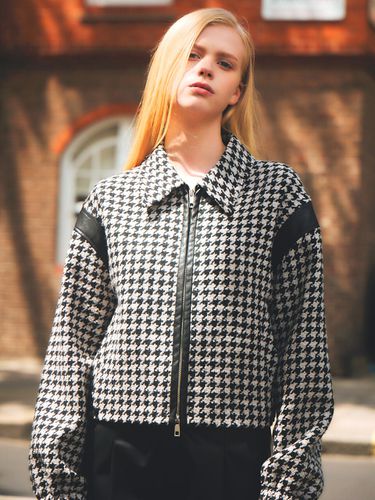 Houndstooth Contrast Blouson - AVA MOLLI - Modalova