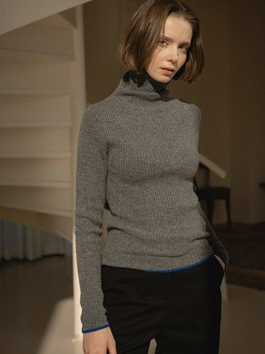 Wholegarment Collar Knit Top_Melange Gray - Siyazu - Modalova