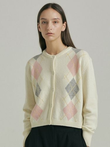 Argyle Knitted Cardigan _Light Beige - ahwe - Modalova