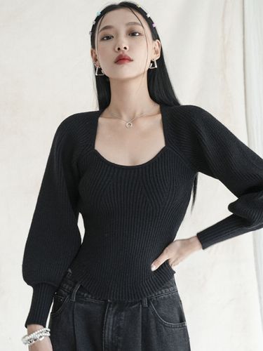 Square Neck Balloon Knitwear _Black - AVANDRESS - Modalova