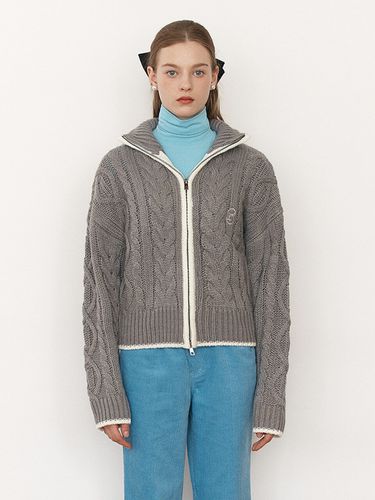 Two Way Cable Zip Up Knit (Gray) - ROLAROLA - Modalova