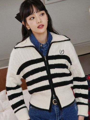 Two Way Stripe Zip Up Knit - ROLAROLA - Modalova