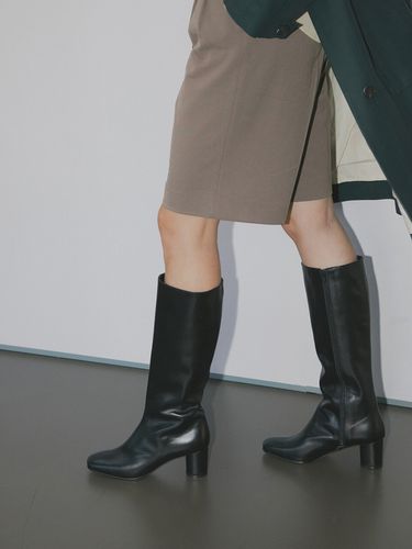 Square Toe Stitch Long Boots_2 Colors - treten - Modalova