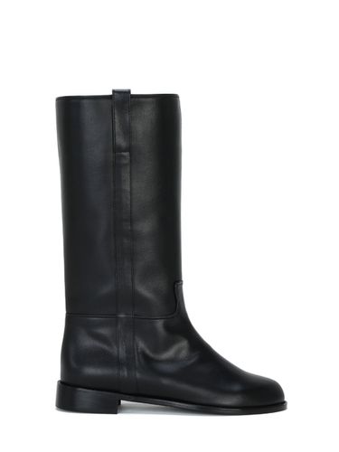 Calf-High Leather Boots (Black) - THREE TO EIGHTY - Modalova