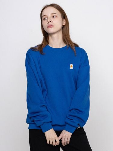 Embroidered Smile Sweatshirt_Cobalt Blue - GRAVER - Modalova