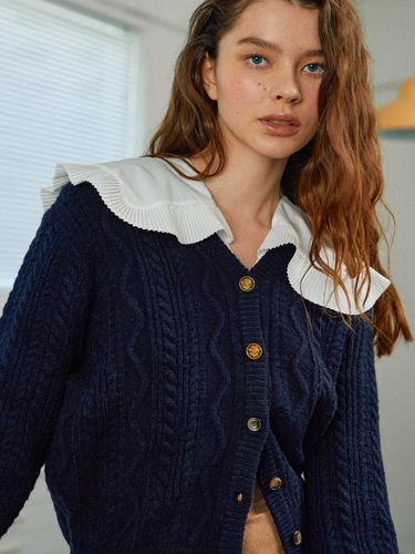 Jenny Crop Knit Cardigan_Navy - Near&Dear - Modalova