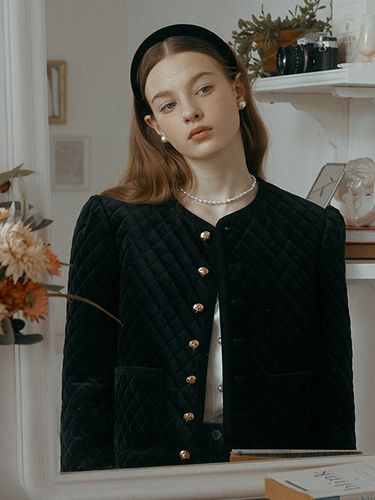 Quilting Velvet Jacket (Black) - ROLAROLA - Modalova