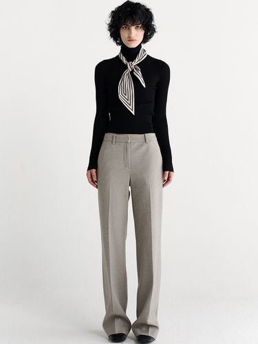 Soft Heavy Fleeced Semi-Wide Pants _Light Grey - MaLoupe - Modalova