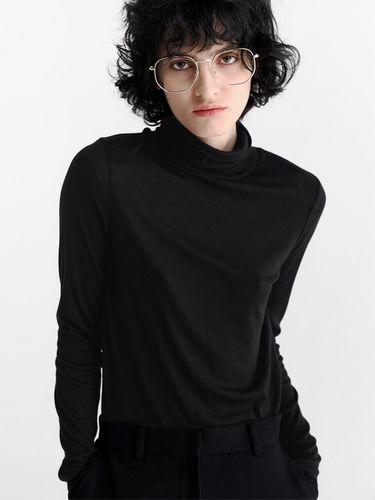 Wool Blended Roll Neck T-Shirt _Black - MaLoupe - Modalova