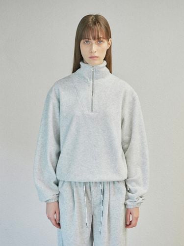 Fleece Half Zip Sweatshirt_Light Grey - DIAGONAL - Modalova