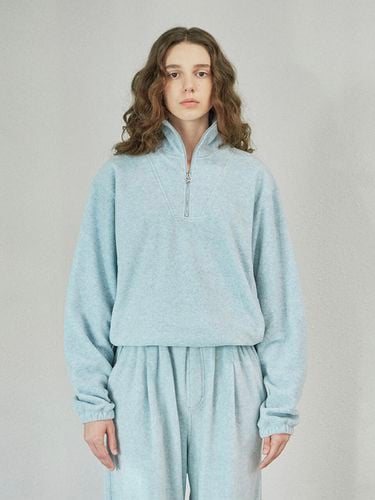 Fleece Half Zip Sweatshirt_Blue - DIAGONAL - Modalova