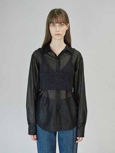 Wrinkled Glossy Shirt_Black - DIAGONAL - Modalova