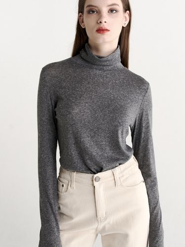 Wool Blended Roll Neck T-Shirt _Dark Grey - MaLoupe - Modalova