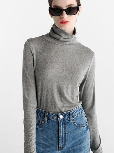 Wool Blended Roll Neck T-Shirt _Grey - MaLoupe - Modalova