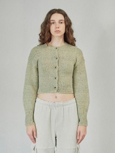 Mixed Boucle Knit Cardigan_Olive - DIAGONAL - Modalova